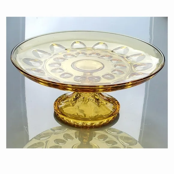 Vntg "Reflection Amber" Cake Plate by Hazel Atlas - Picture 1 of 5